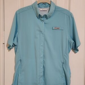 Columbia Sky Blue Womens Medium Snap Up Shirt